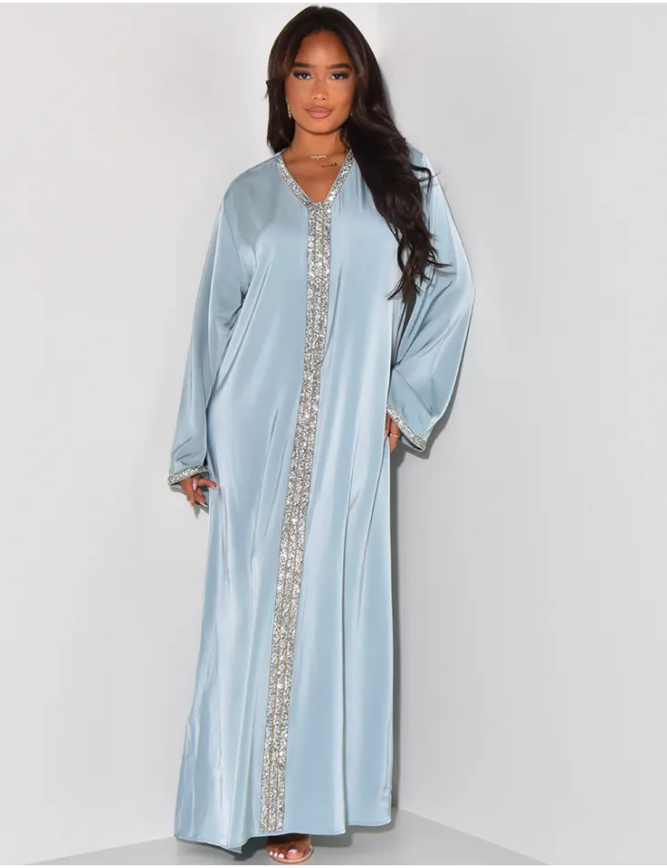 Abaya à bordures en strass / 56031 - JEANS INDUSTRY