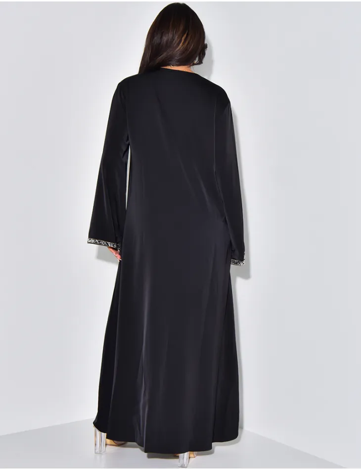 Abaya à bordures en strass / 56031 - JEANS INDUSTRY