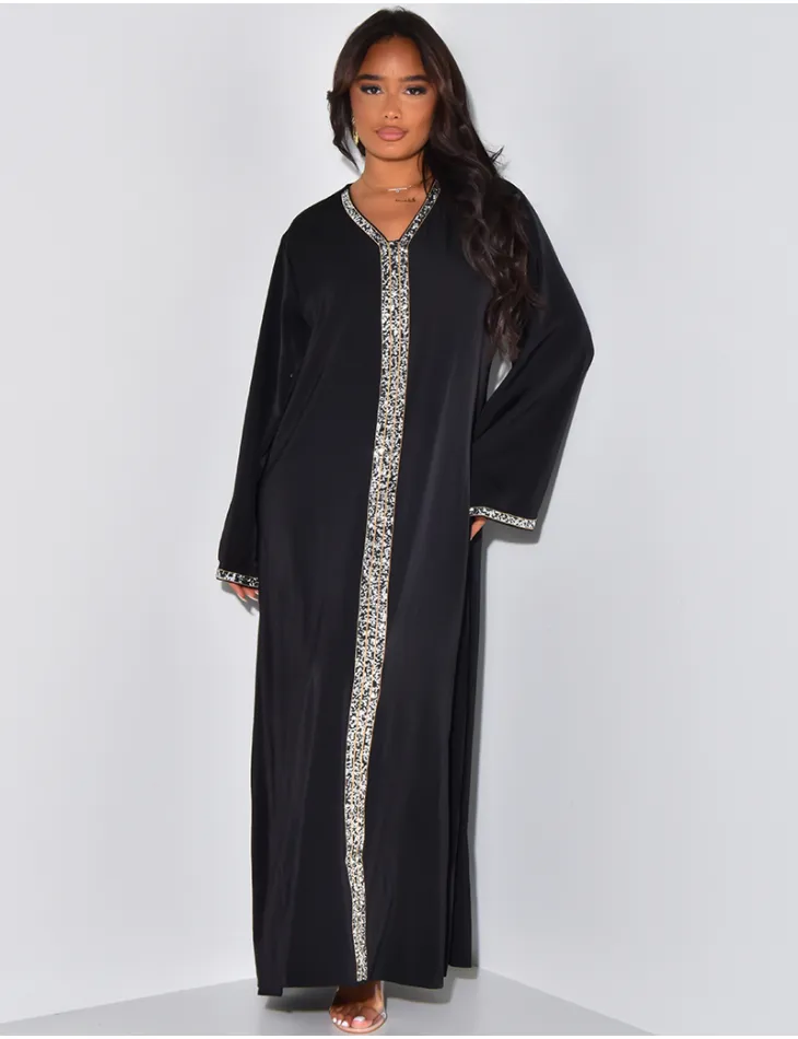 Abaya à bordures en strass / 56031 - JEANS INDUSTRY