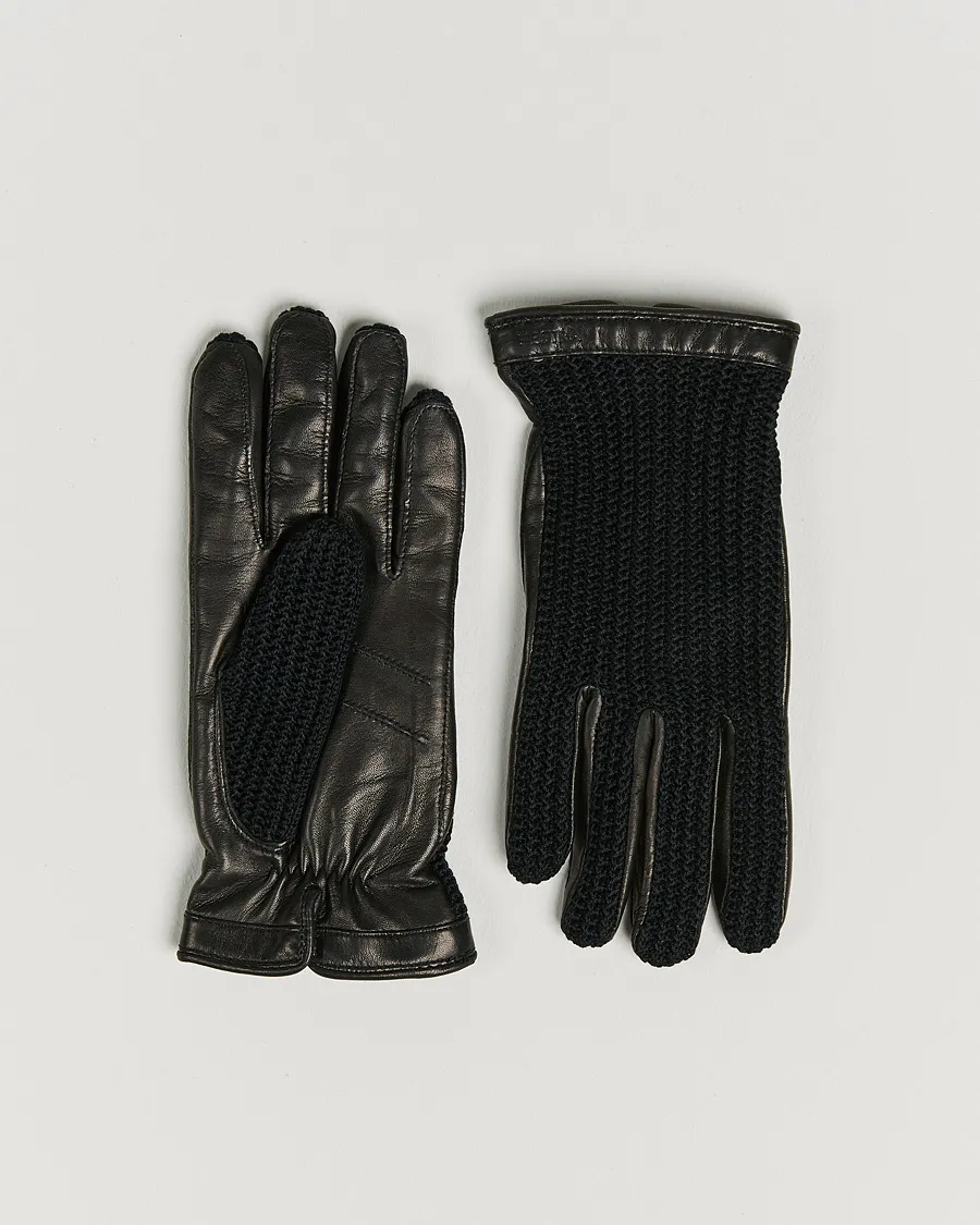 Adam Crochet Wool Lined Glove Black