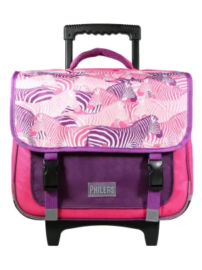 BAGTROTTER Cartable à roulettes 38 cm Phileas Rose Zèbre - Rose