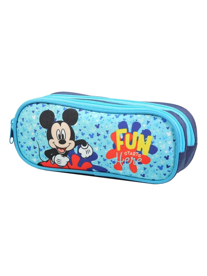 BAGTROTTER Trousse scolaire 2 compartiments Disney Mickey Bleu - Bleu