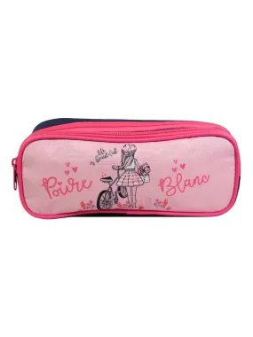 BAGTROTTER Trousse scolaire 2 compartiments Poivre Blanc Rose Vélo - Rose