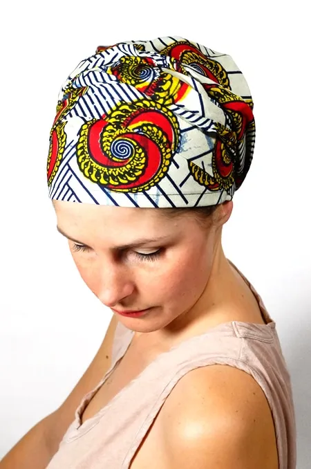 Bandeau à cheveux et turban en wax coquillage