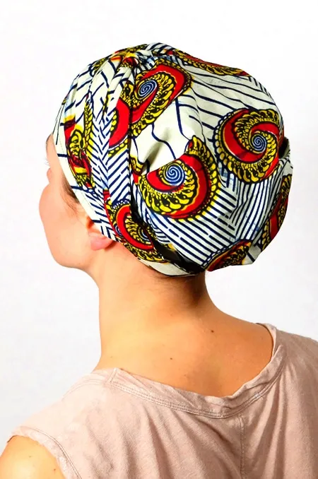 Bandeau à cheveux et turban en wax coquillage