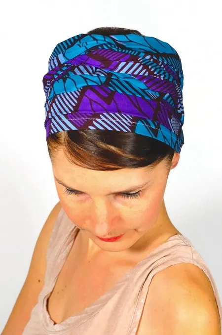 Bandeau à cheveux et turban en wax violet