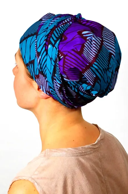 Bandeau à cheveux et turban en wax violet