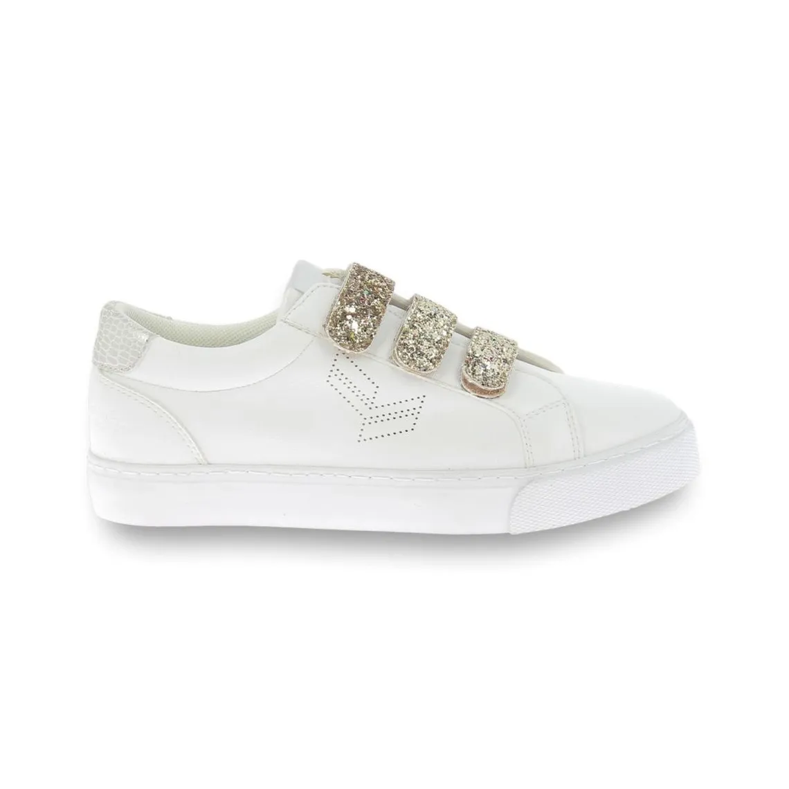 Baskets femme velcro TIPPY blanc-or | 3 Suisses