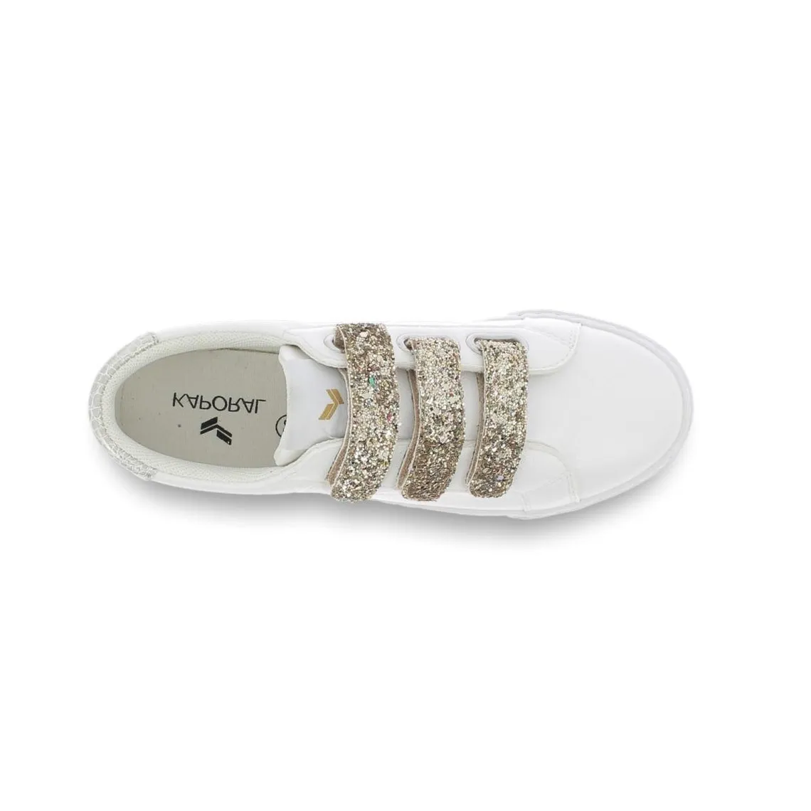 Baskets femme velcro TIPPY blanc-or | 3 Suisses