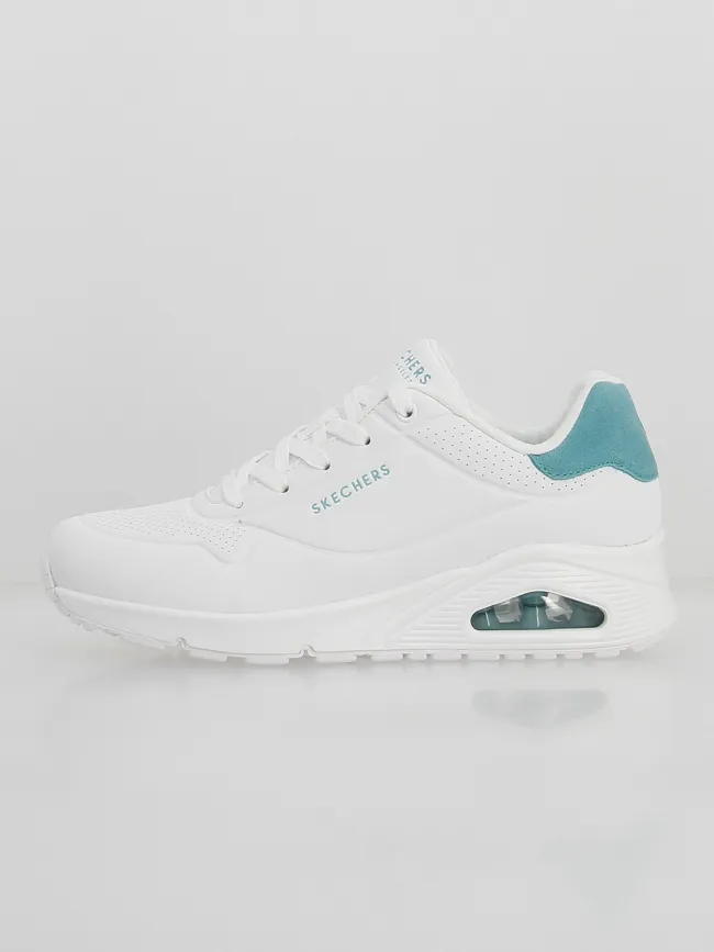 Baskets uno pop back blanc vert femme - Skechers | wimod