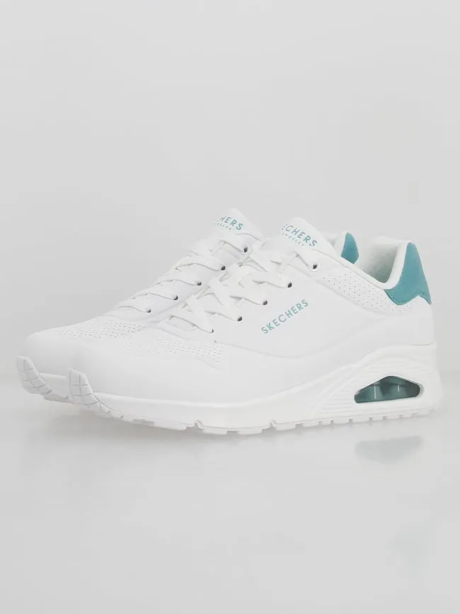 Baskets uno pop back blanc vert femme - Skechers | wimod