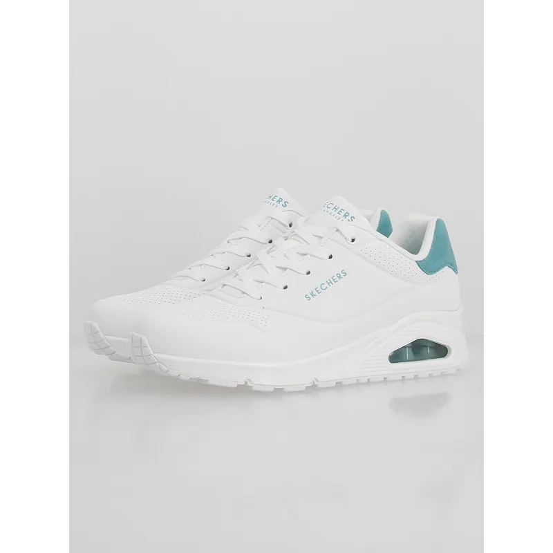 Baskets uno pop back blanc vert femme - Skechers | wimod