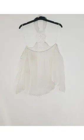 Blouse blanche crochet col montant -  Morango, vêtements pour femme