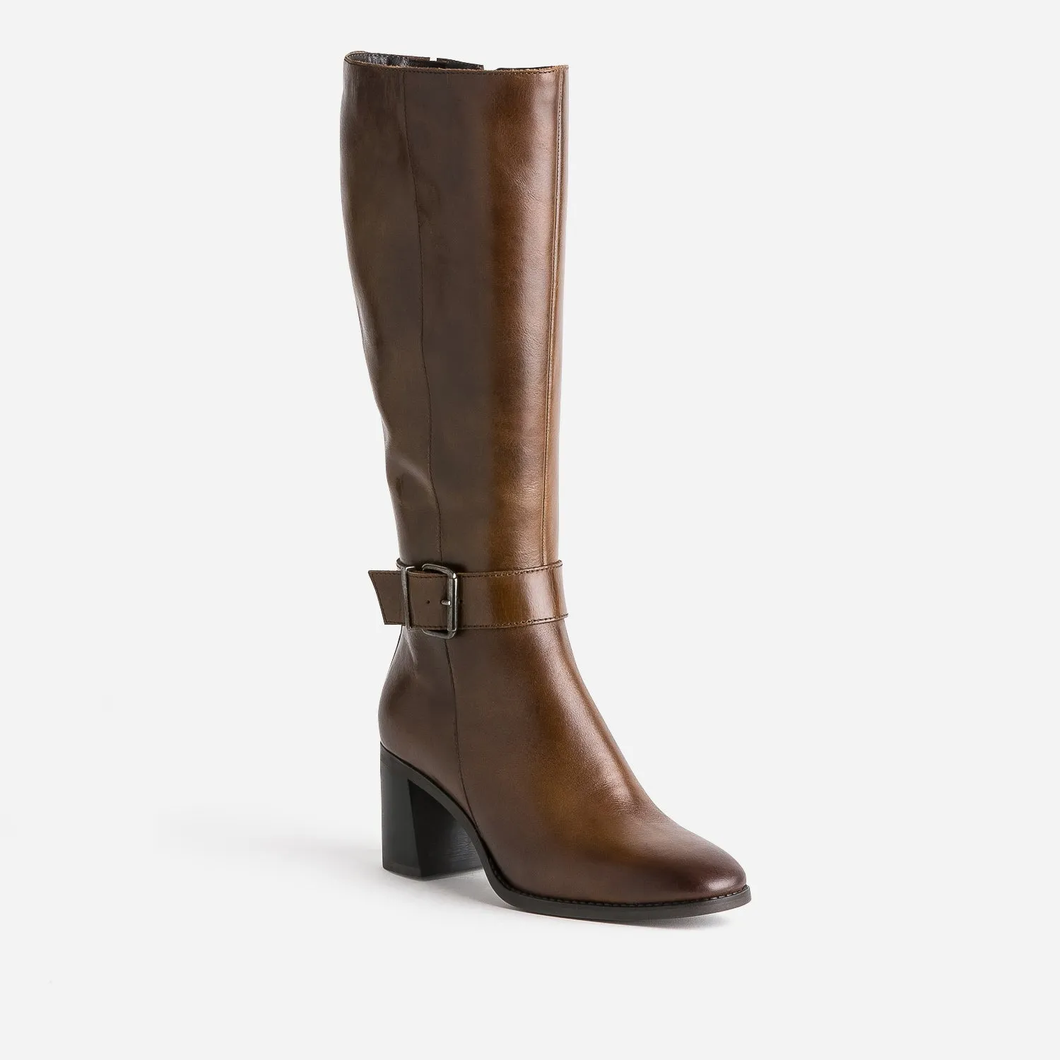 Botte marron en cuir à talon - Bottes Femme | ERAM