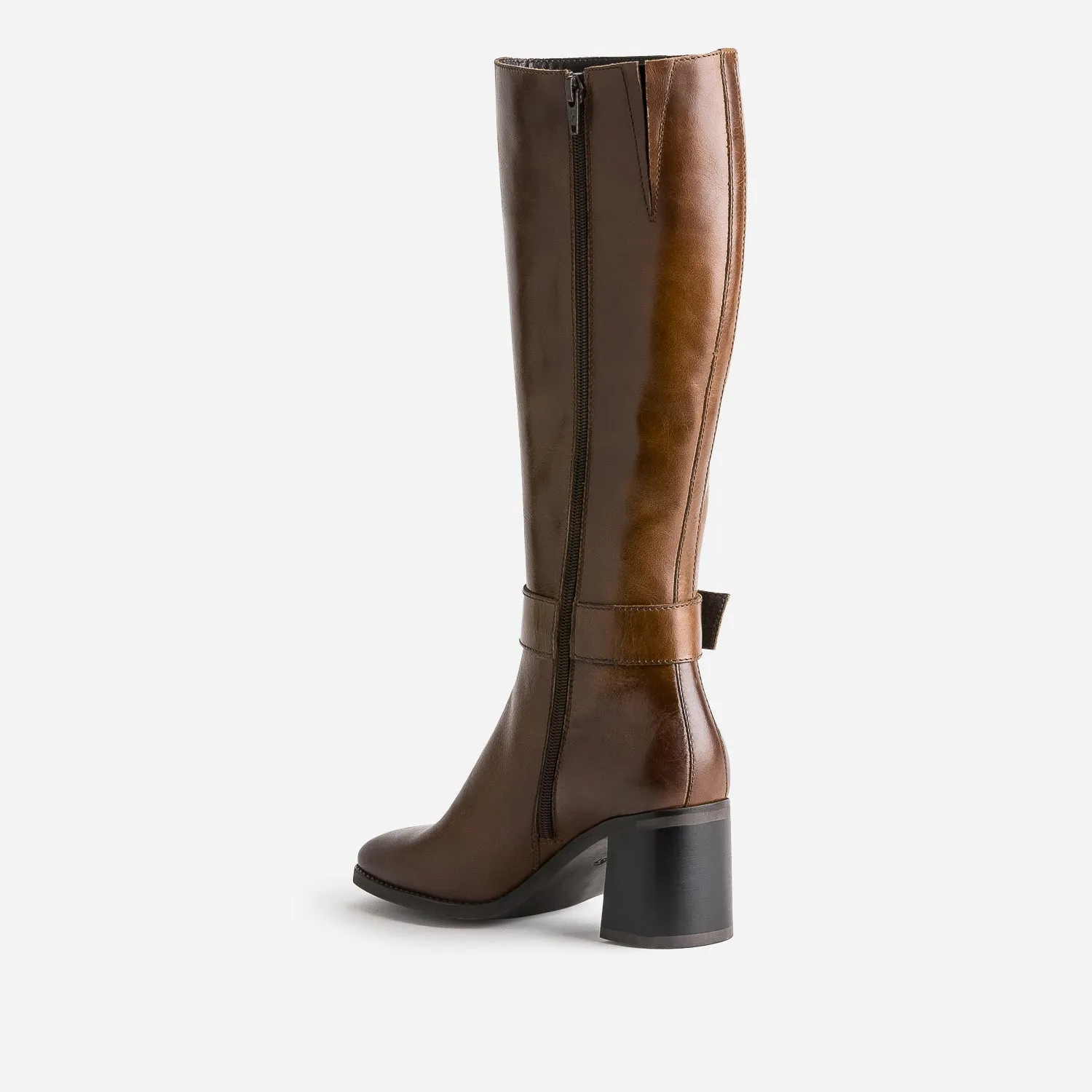 Botte marron en cuir à talon - Bottes Femme | ERAM