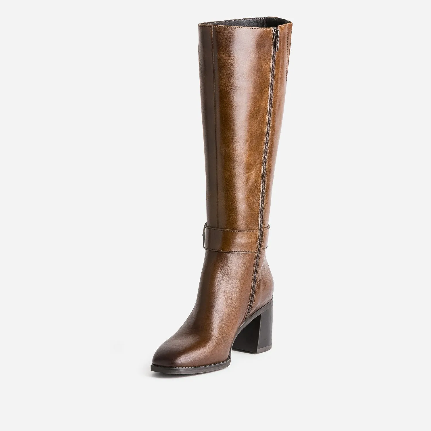 Botte marron en cuir à talon - Bottes Femme | ERAM