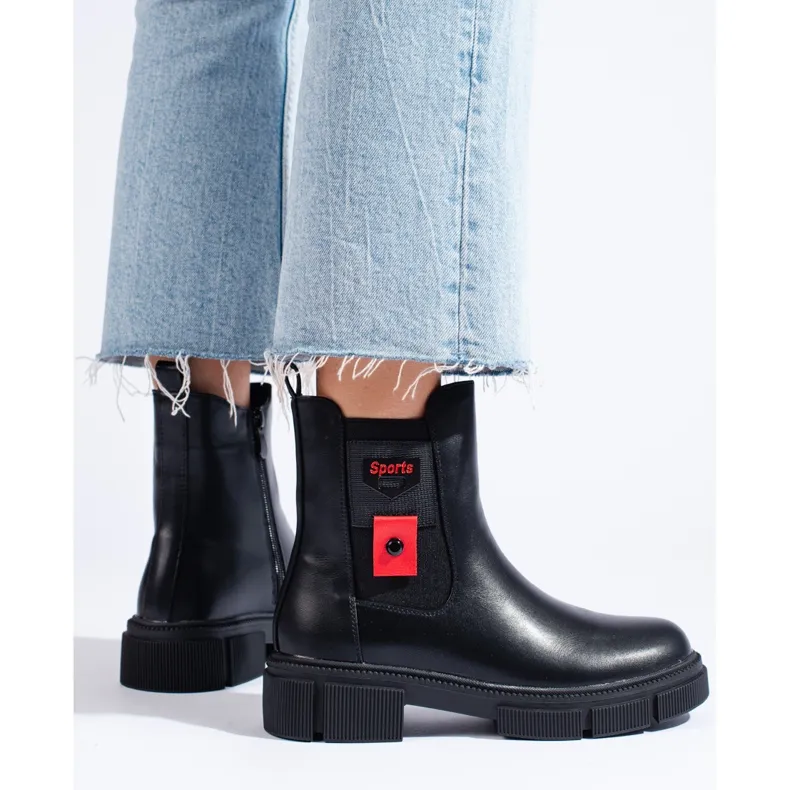 Bottes Chelsea noires pour dames sur la plateforme Shelovet le noir