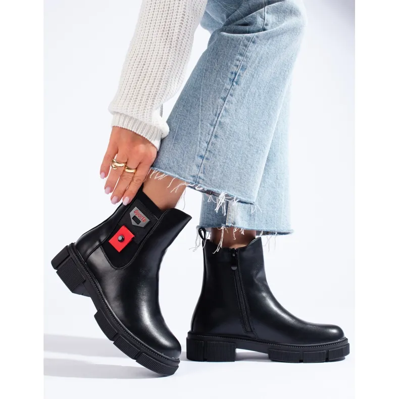 Bottes Chelsea noires pour dames sur la plateforme Shelovet le noir