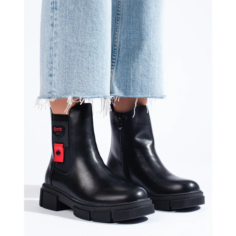 Bottes Chelsea noires pour dames sur la plateforme Shelovet le noir