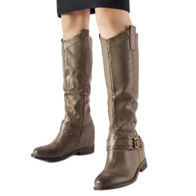 Bottes de cowboy hautes marron Zen avec coin caché brun