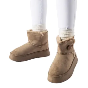 Bottes de neige isolées marron avec bouton Ronco brun