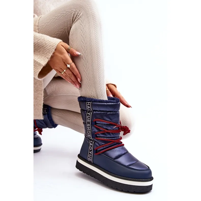 Bottes De Neige À Lacets Femme Bleu Marine Lilara