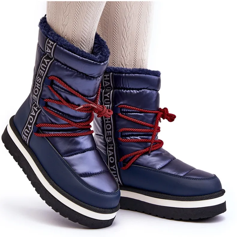 Bottes De Neige À Lacets Femme Bleu Marine Lilara