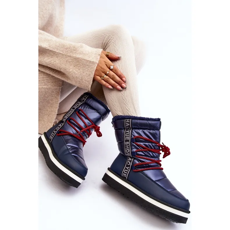 Bottes De Neige À Lacets Femme Bleu Marine Lilara