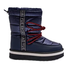 Bottes De Neige À Lacets Femme Bleu Marine Lilara