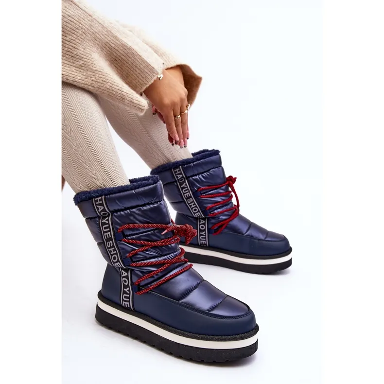 Bottes De Neige À Lacets Femme Bleu Marine Lilara