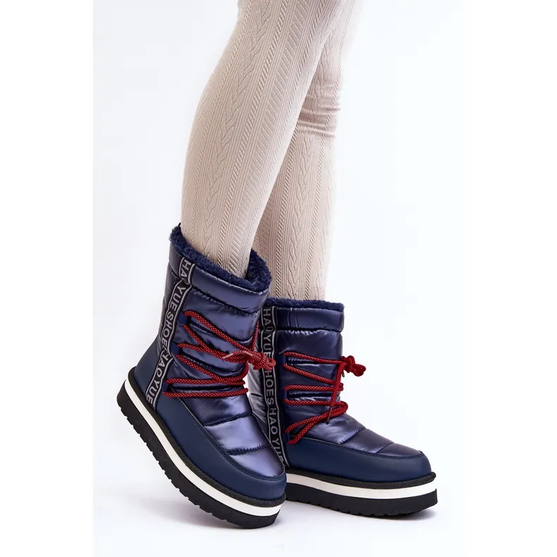 Bottes De Neige À Lacets Femme Bleu Marine Lilara