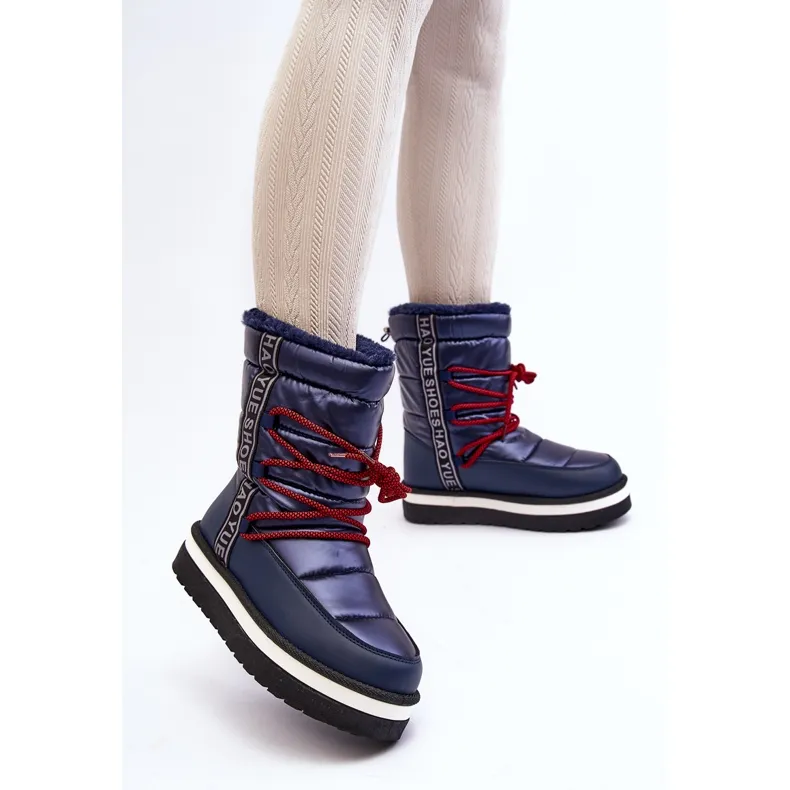 Bottes De Neige À Lacets Femme Bleu Marine Lilara