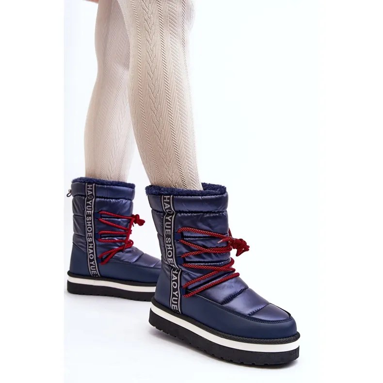 Bottes De Neige À Lacets Femme Bleu Marine Lilara