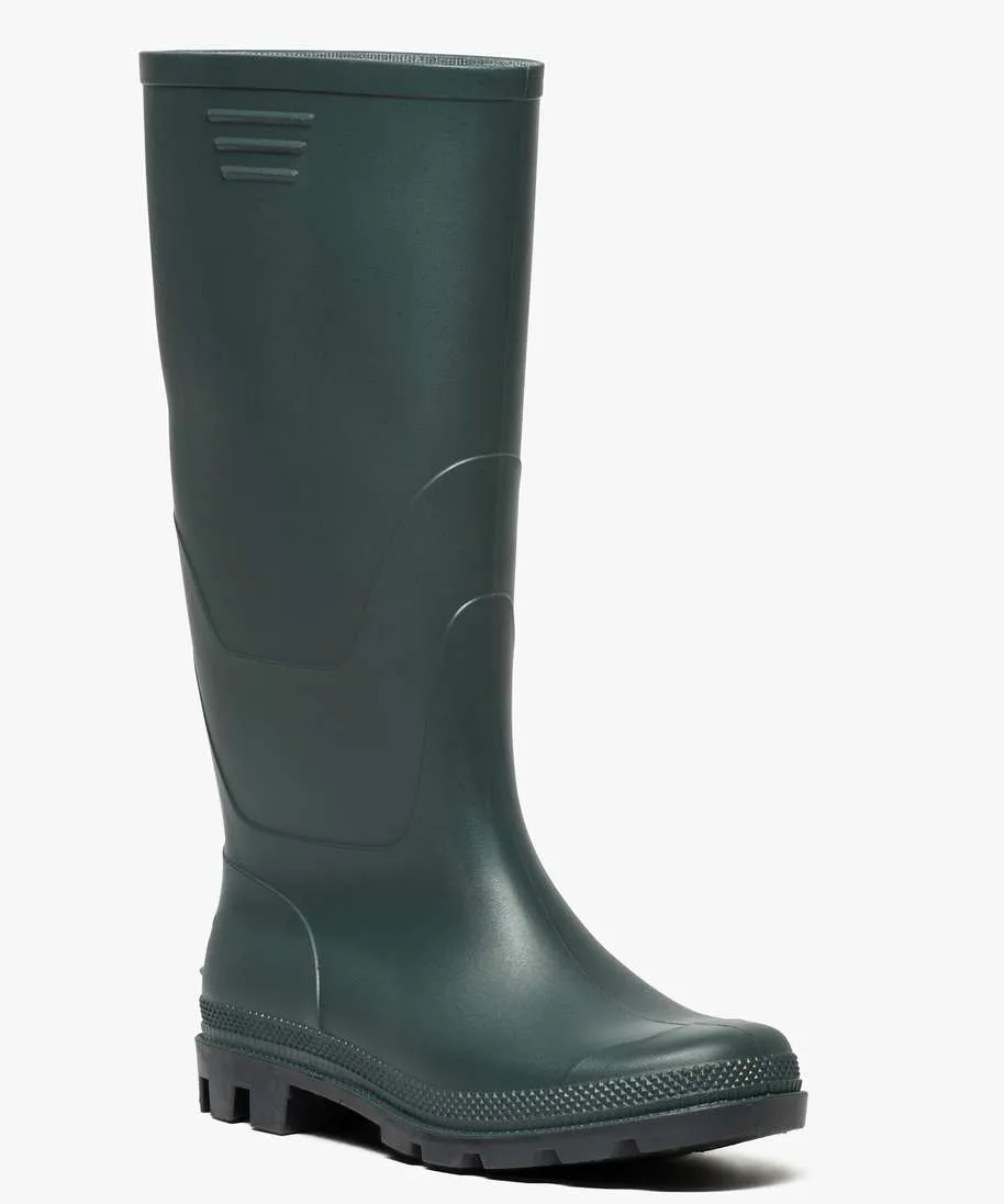 bottes de pluie a semelle crantee kaki standard