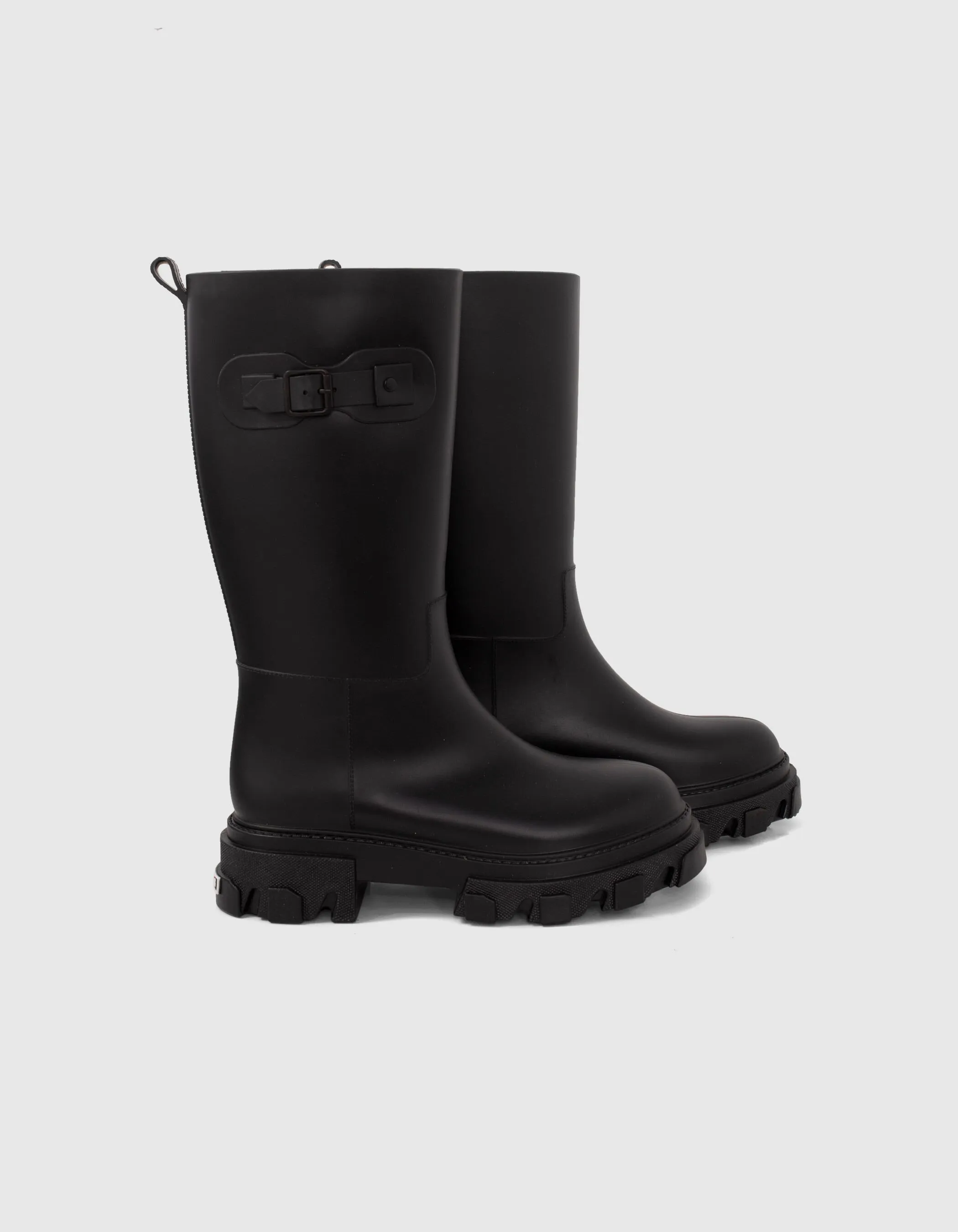 Bottes de pluie noires crantées Femme