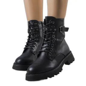 Bottes en cuir écologique noir de Narnclaedra le noir