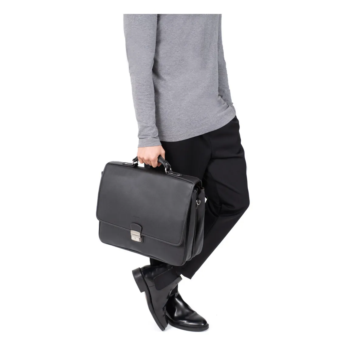 Cartable 15'' & A4 Cuir CONFORT Marine Hexagona - Sac à dos Homme sur MenCorner