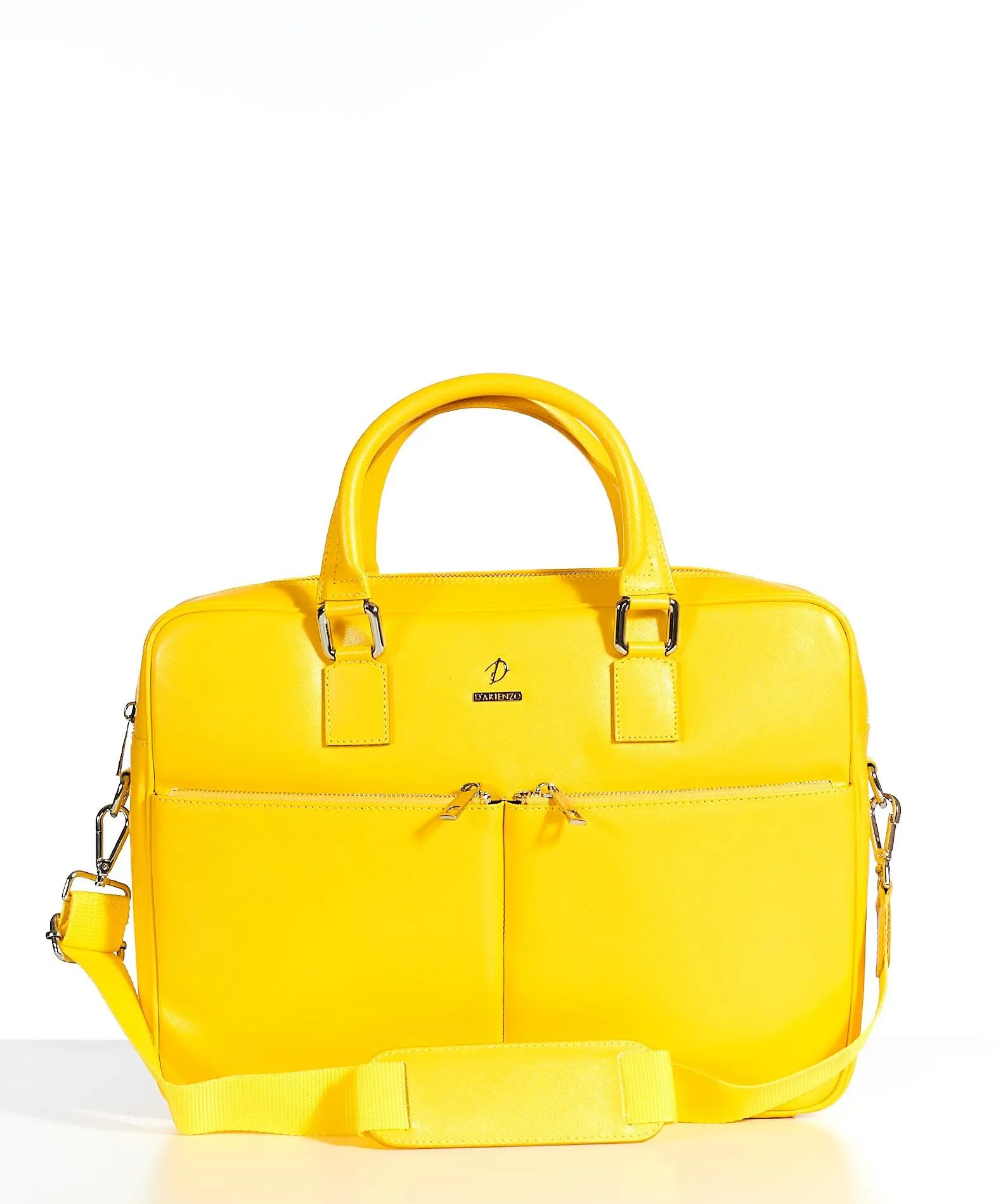 Cartable 24 heures cuir porte-documents sacoche ordinateur jaune Justin