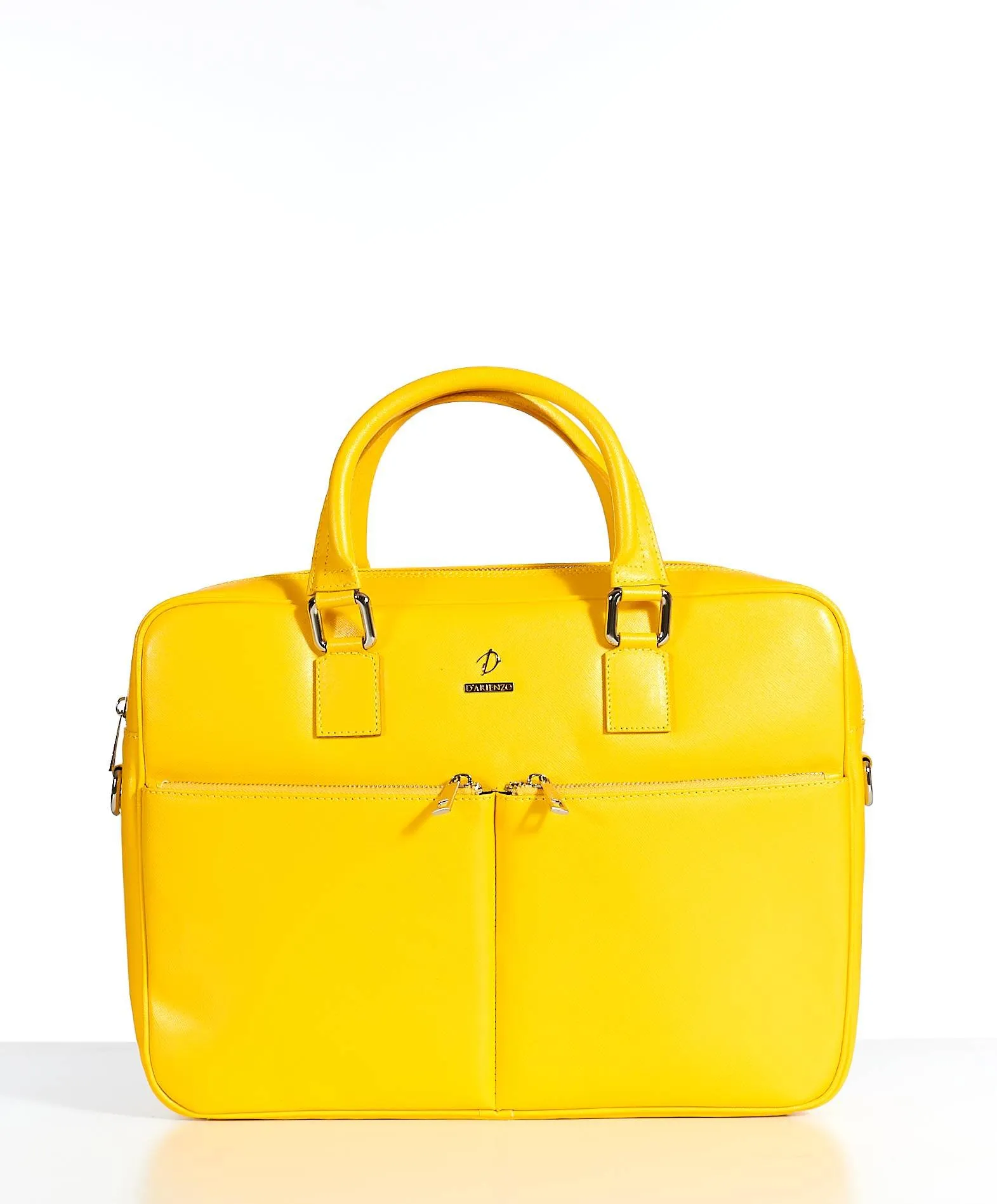 Cartable 24 heures cuir porte-documents sacoche ordinateur jaune Justin