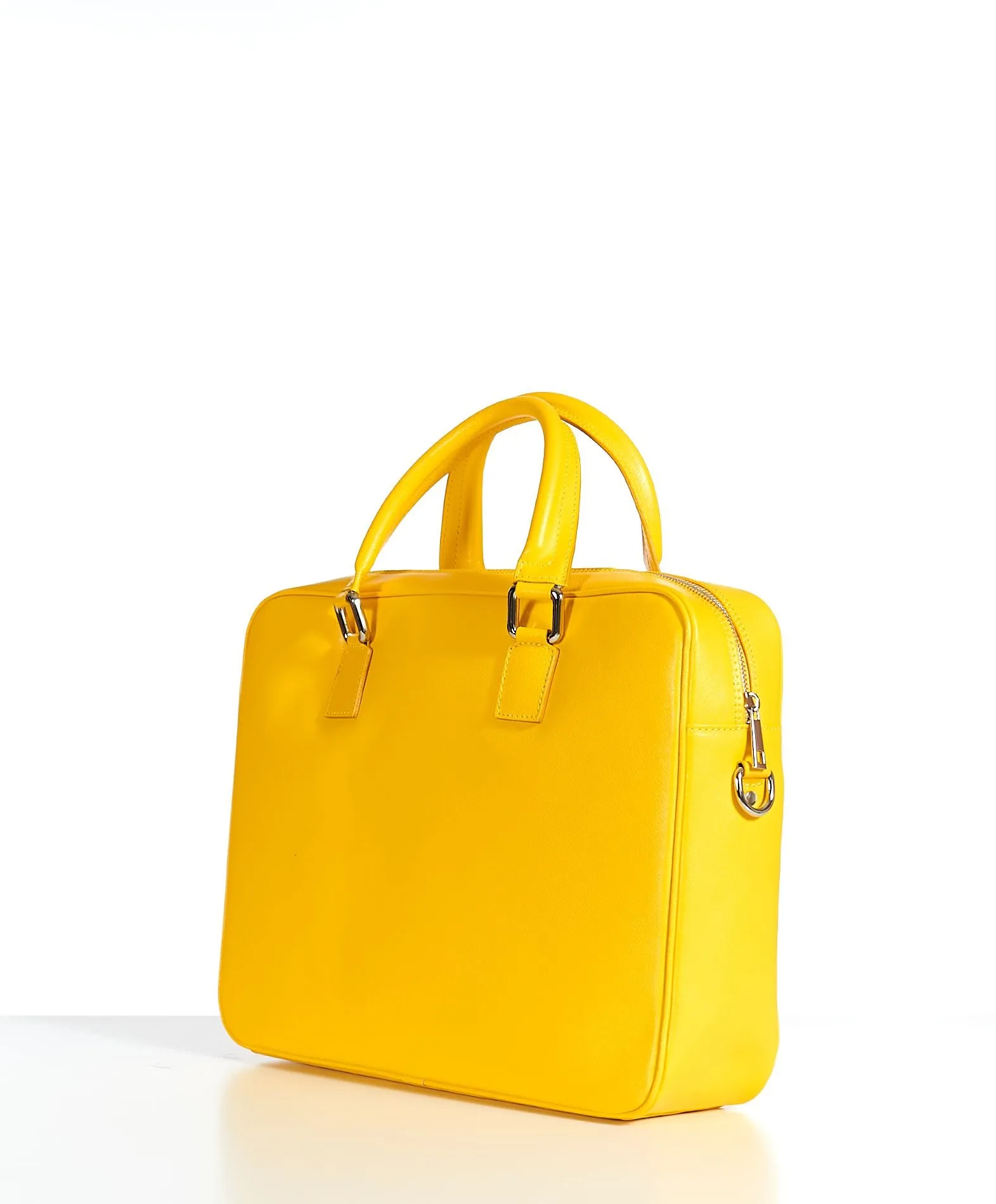 Cartable 24 heures cuir porte-documents sacoche ordinateur jaune Justin