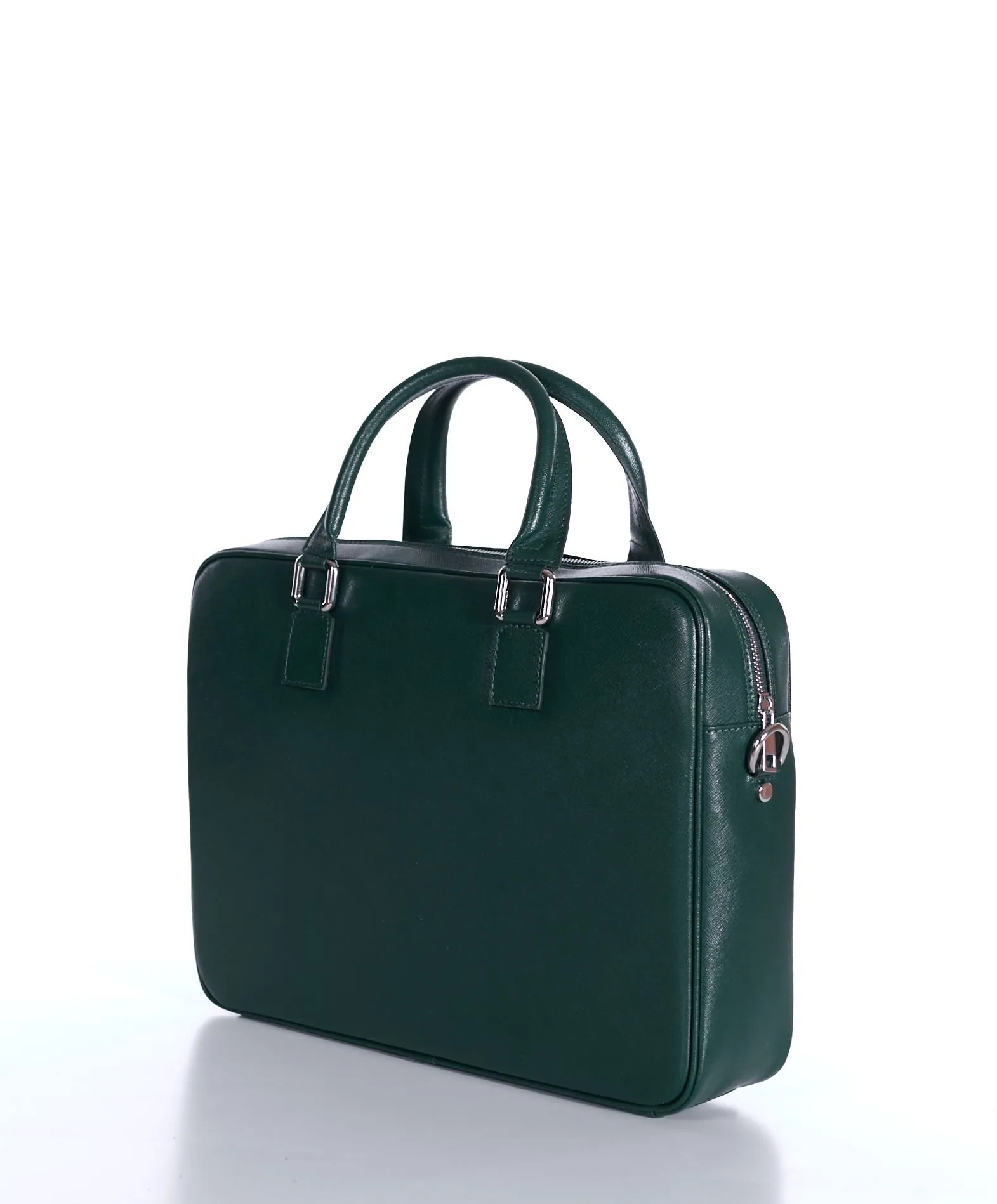 Cartable 24 heures cuir porte-documents sacoche ordinateur vert Justin