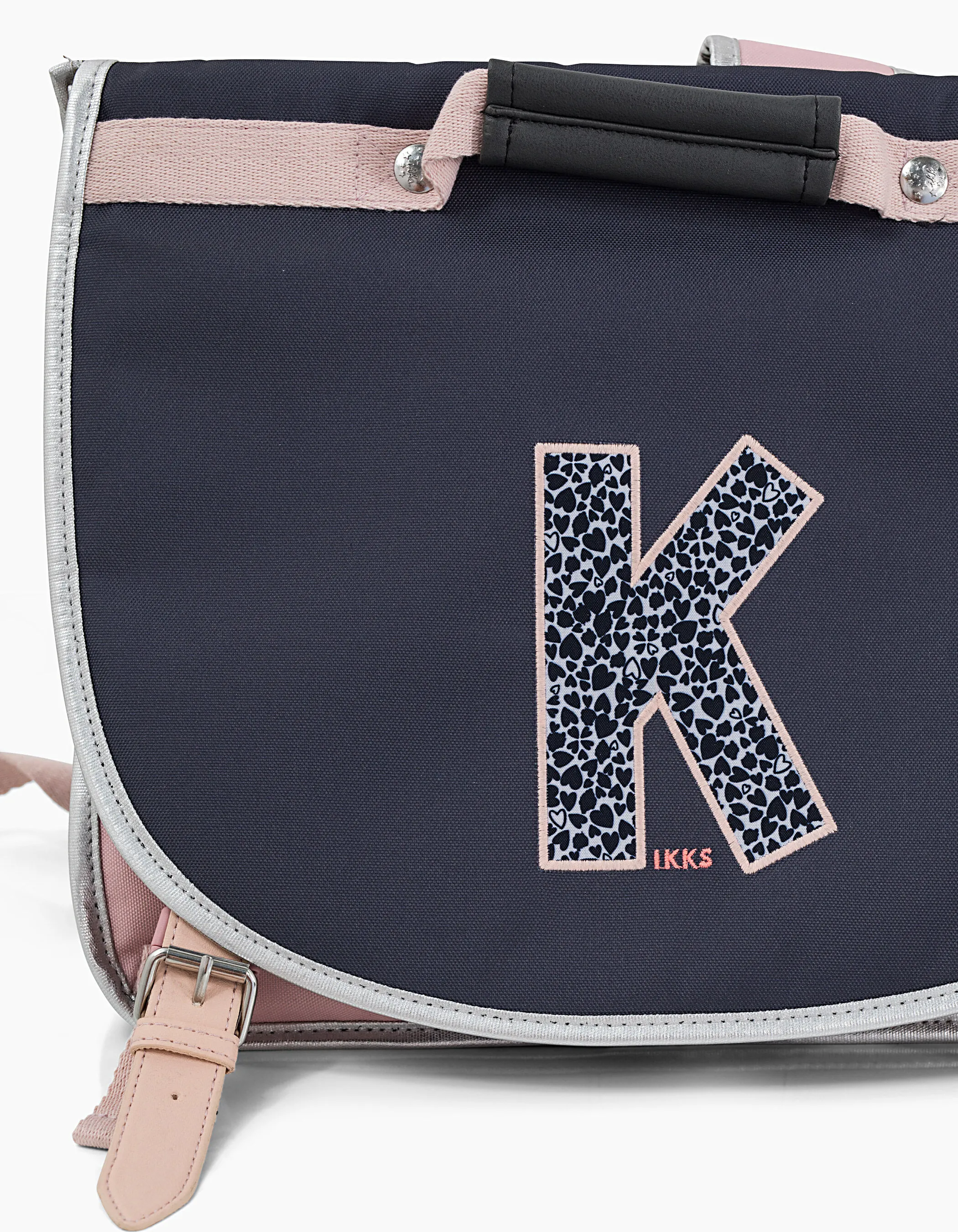 Cartable 41 cm rose poudré et navy K fille