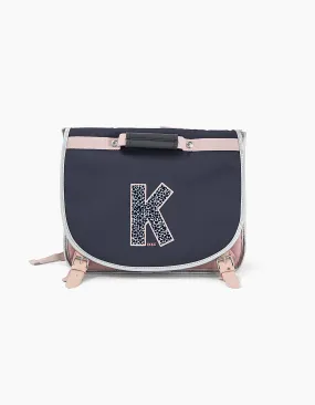 Cartable 41 cm rose poudré et navy K fille