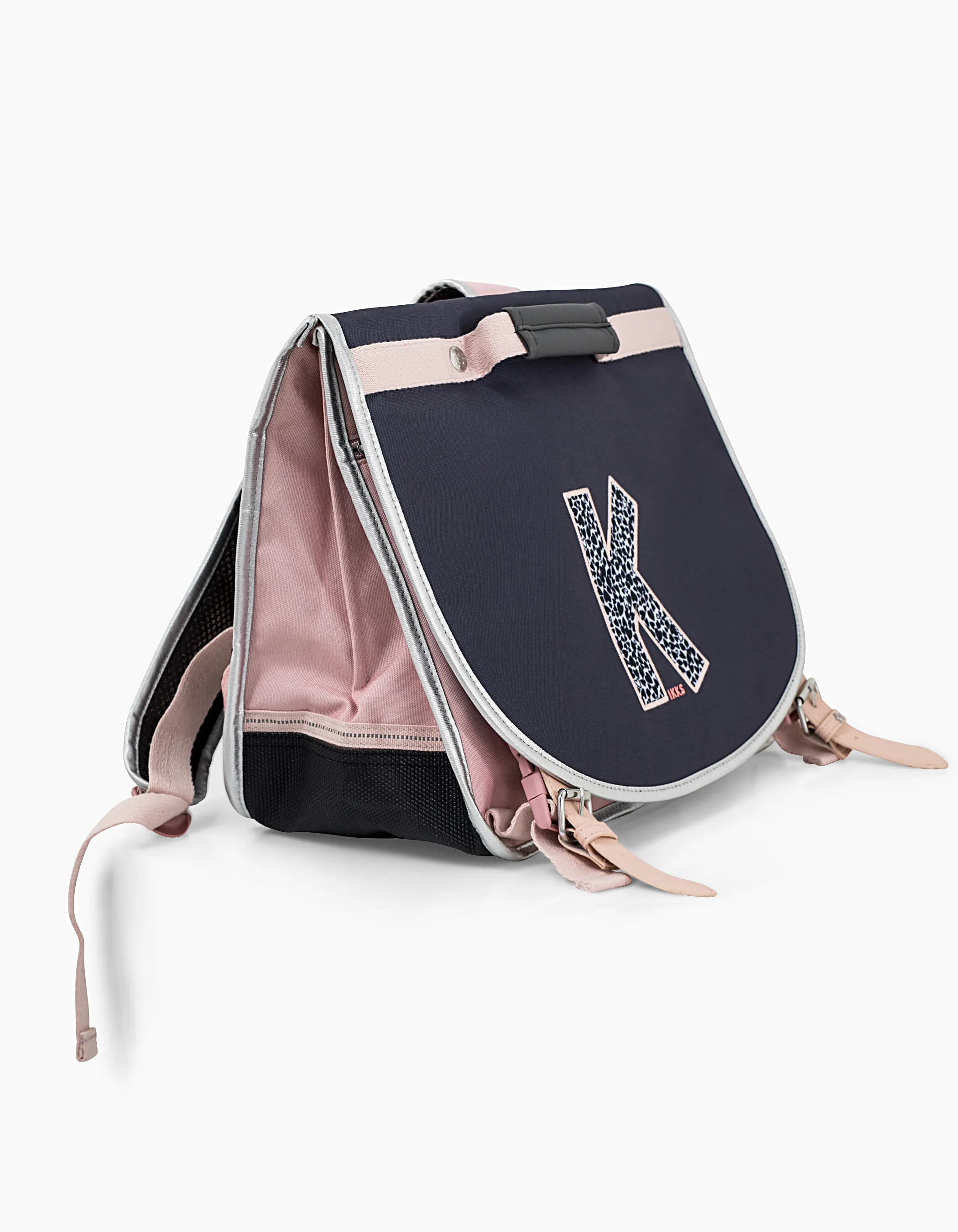 Cartable 41 cm rose poudré et navy K fille