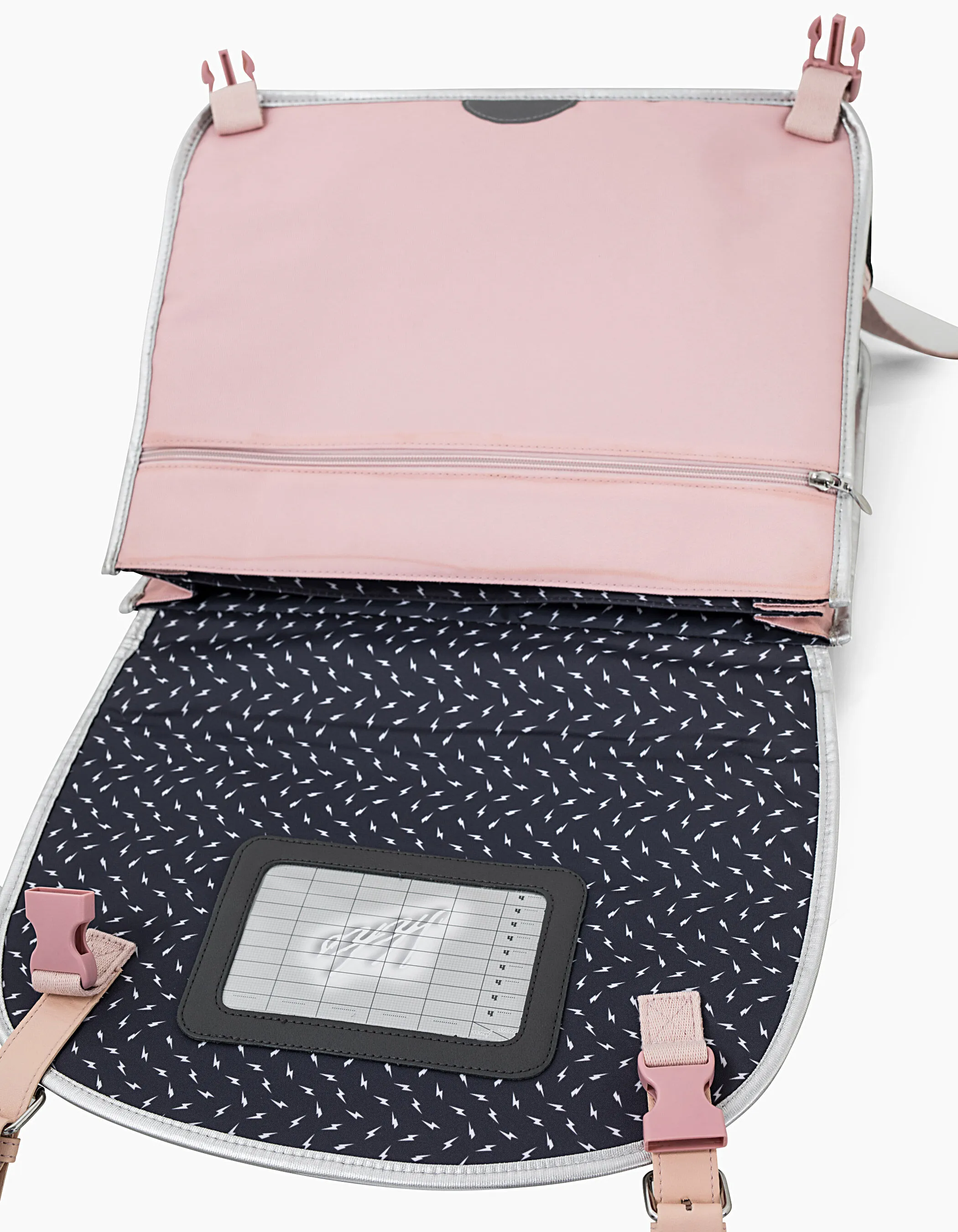 Cartable 41 cm rose poudré et navy K fille