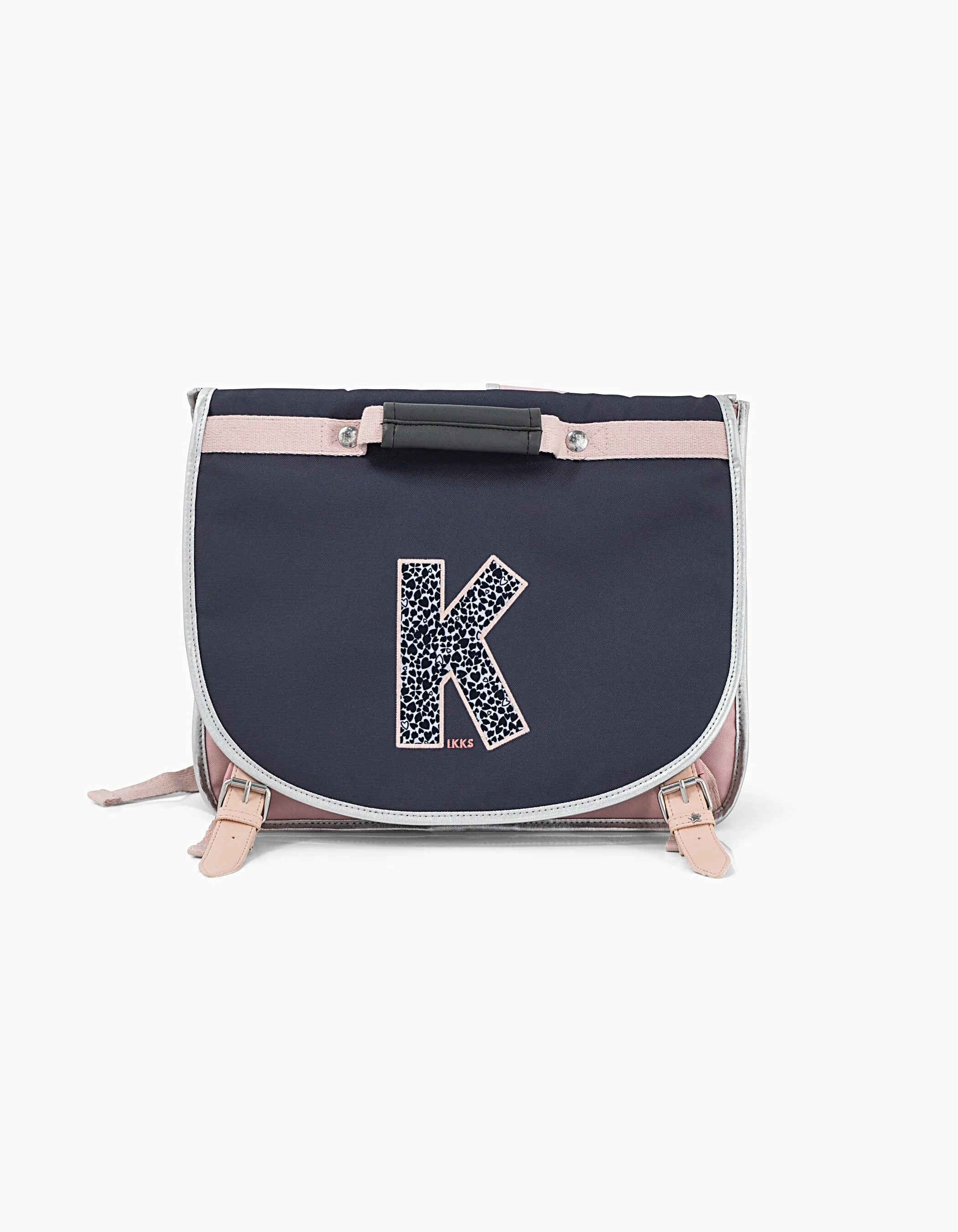 Cartable 41 cm rose poudré et navy K fille