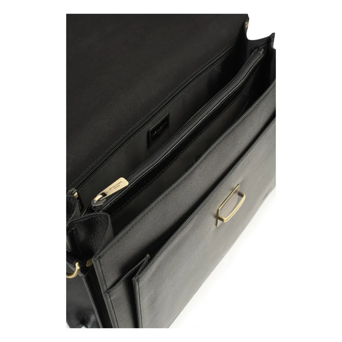 Cartable A4 Cuir REPUBLIQUE Noir Demi | 3 Suisses