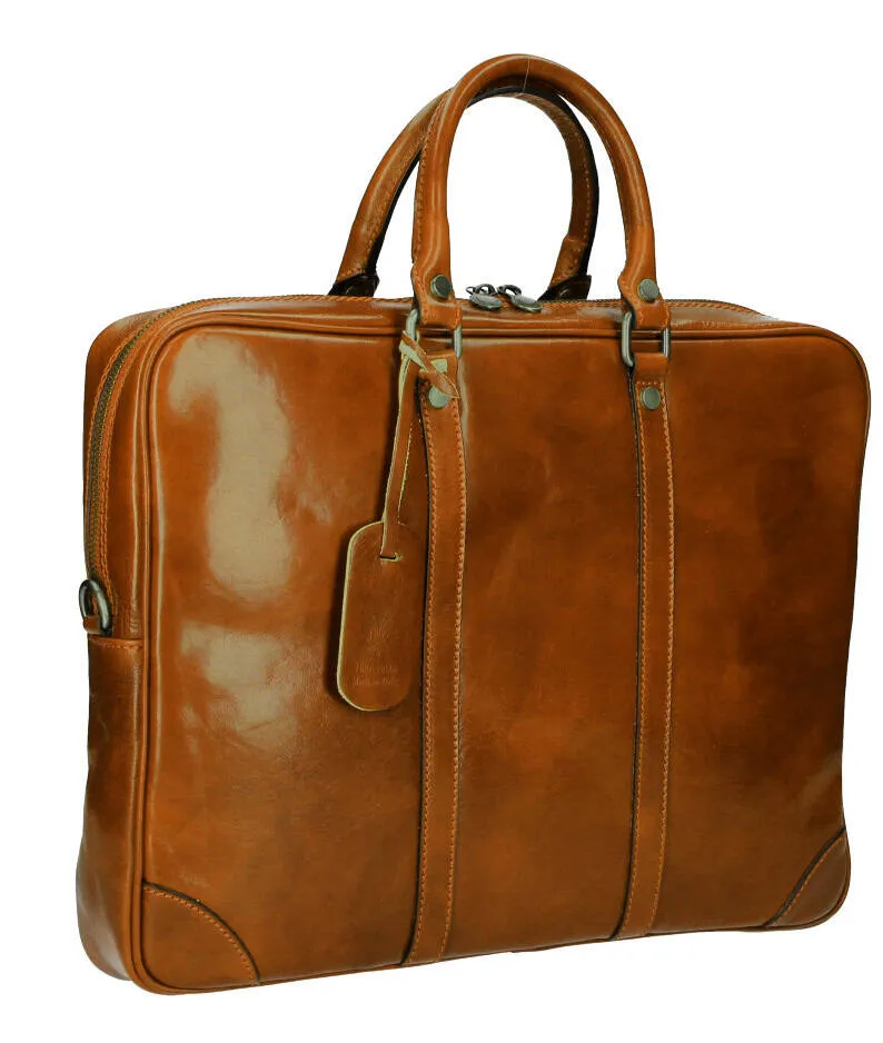 Cartable cuir vachette cognac