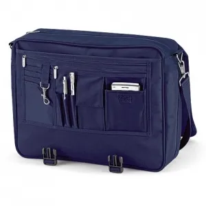 Cartable sacoche porte documents à bandoulière - QD65 - bleu marine 