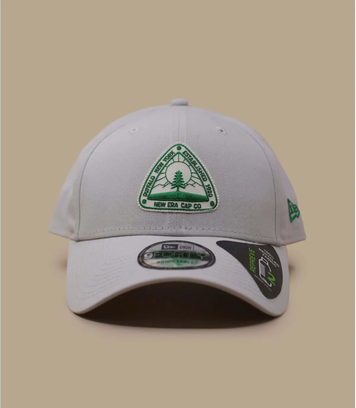 casquette baseball beige et vert - Casquette Repreve 9Forty stone green New Era : Headict